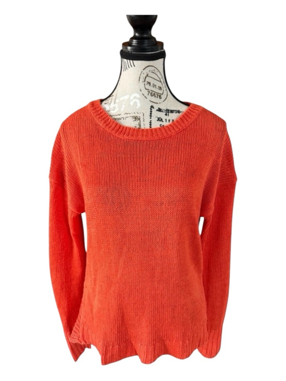 J. Crew Textured Cotton Knit Sweater • Orange / Coral • Size Small